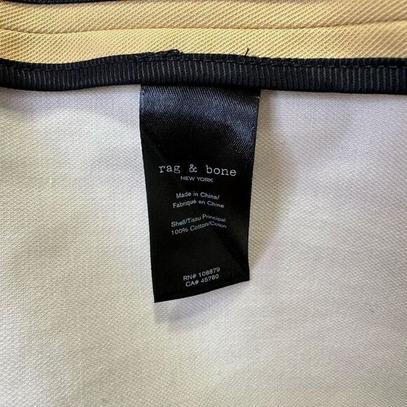 Rag and Bone Ludlow Belted Collared Cotton Gabardine Trench Coat Beige Medium - Picture 12 of 14